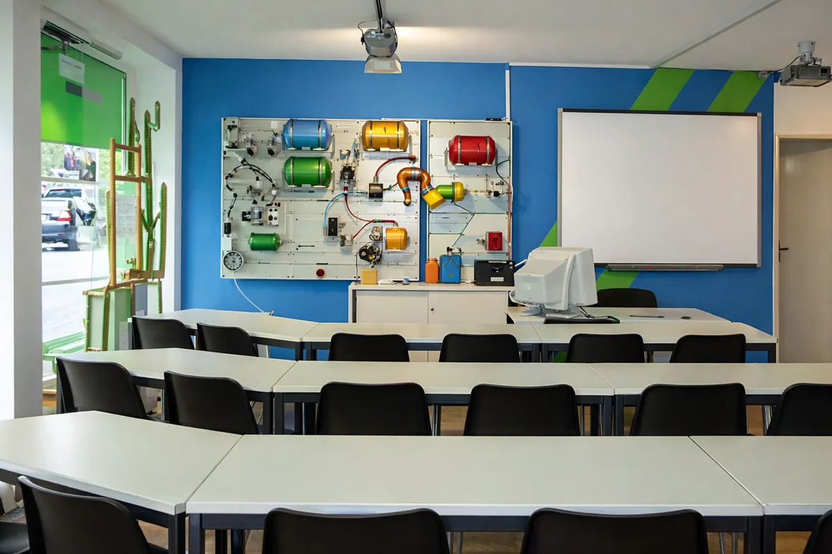 Theorieraum der Fahrschulen Kiauka & Goss an der Overwegstraße 53 in Gelsenkirchen
